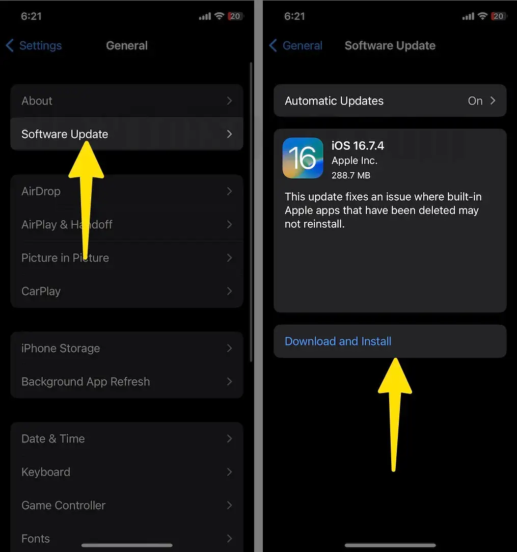 Click on software update tap on download now on iPhone