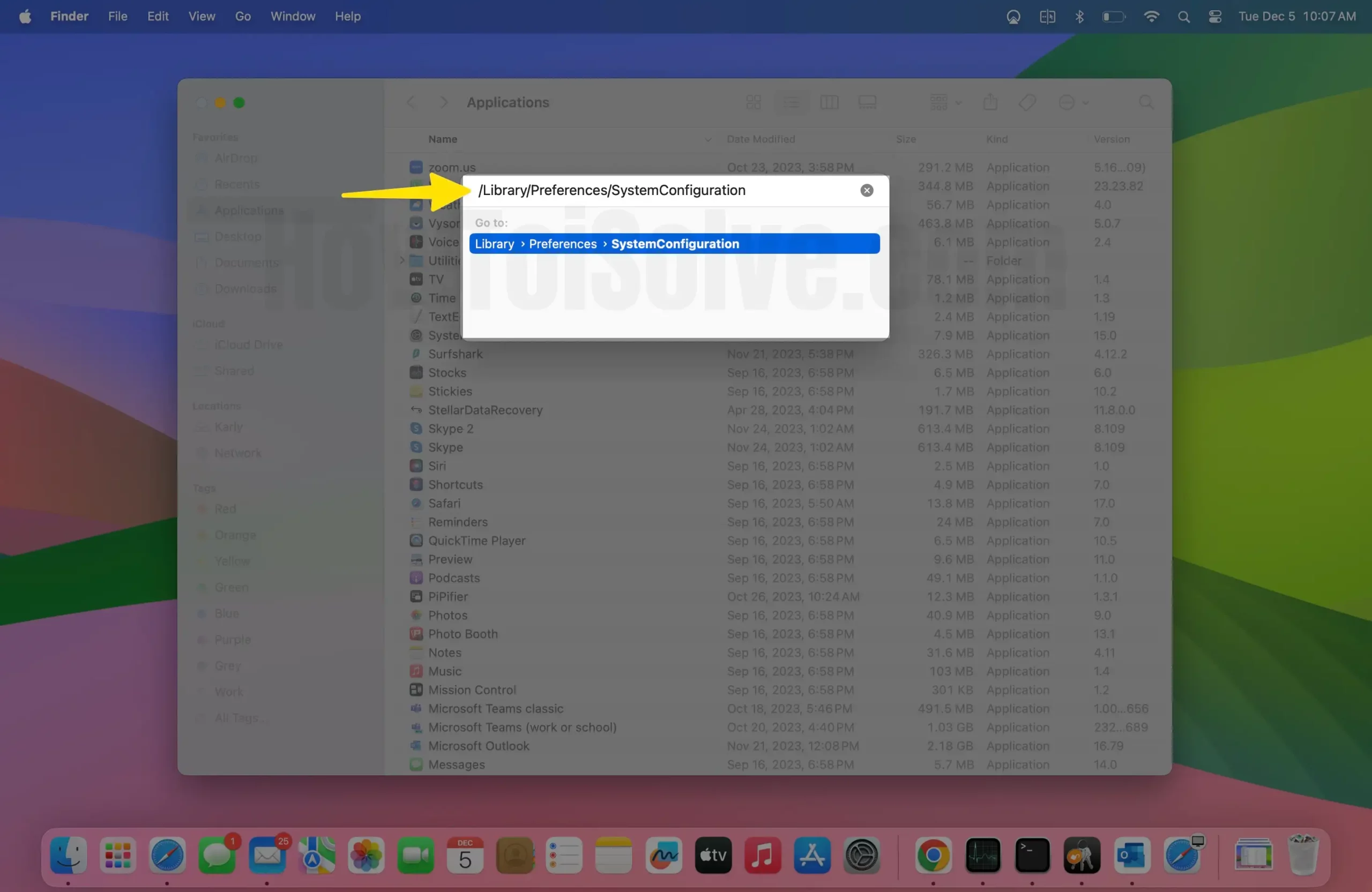 Paste the Command in Go to Folder on Mac
