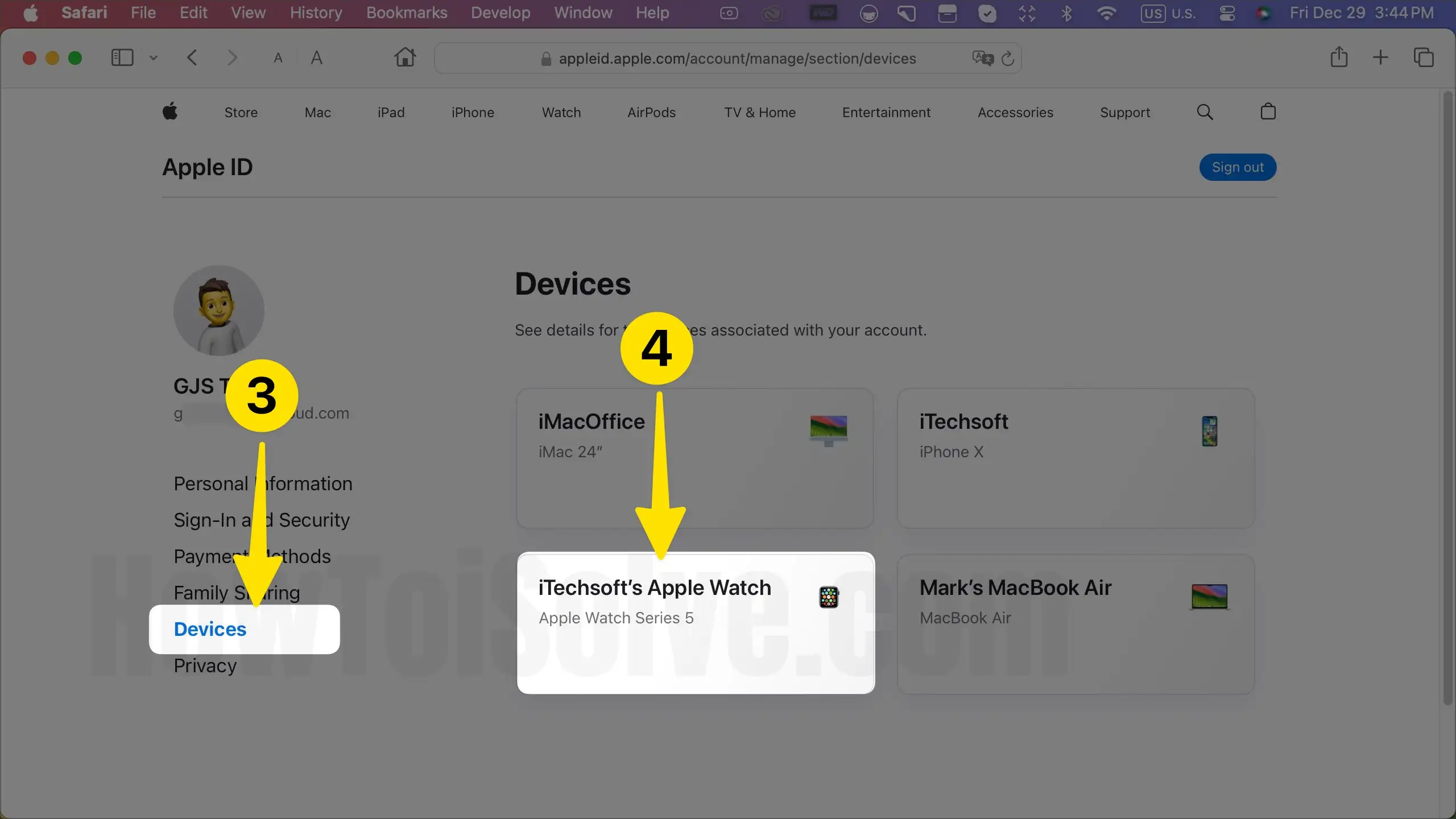 Select devices click on apple watch on mac