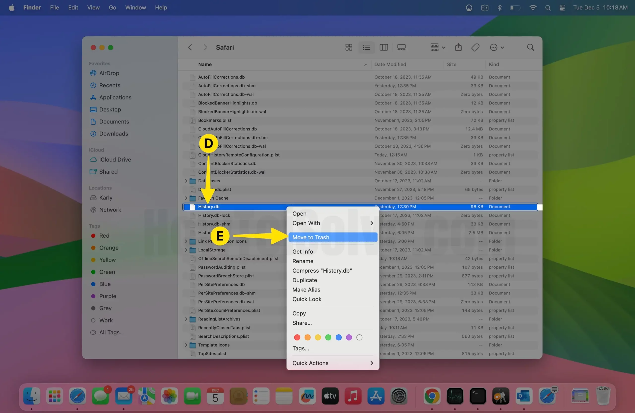 Select Files Tagged as History.ab Move to Trash on Mac