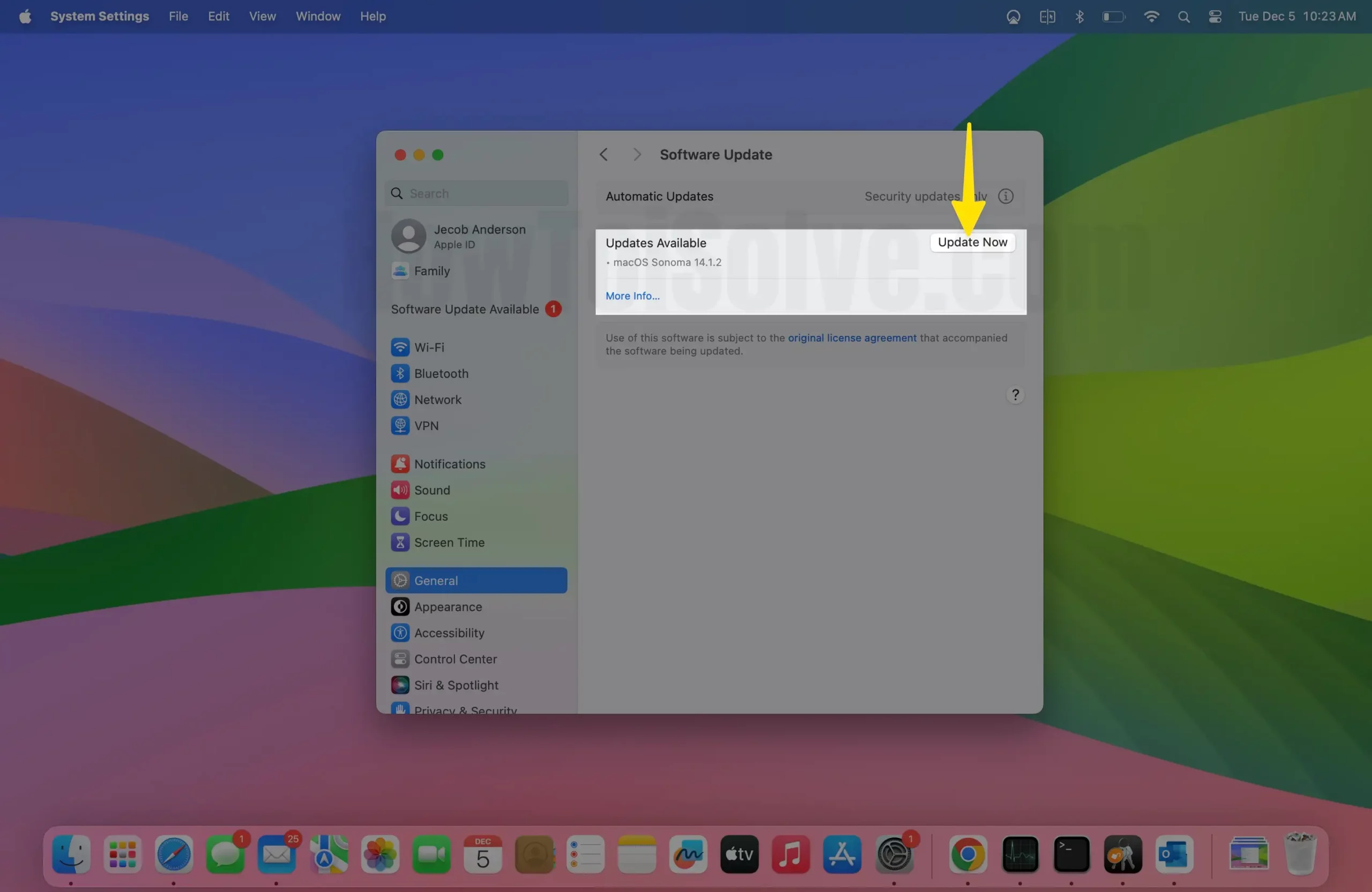 Tap Update Now on Mac