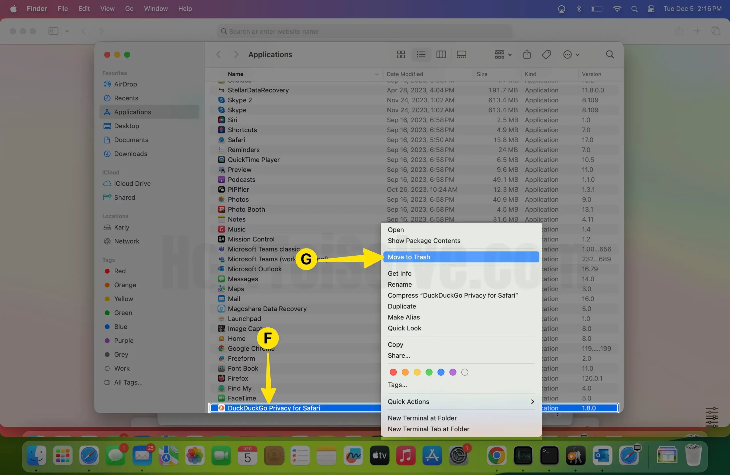 Right Click on Extensions Choose Move to Trash on Mac