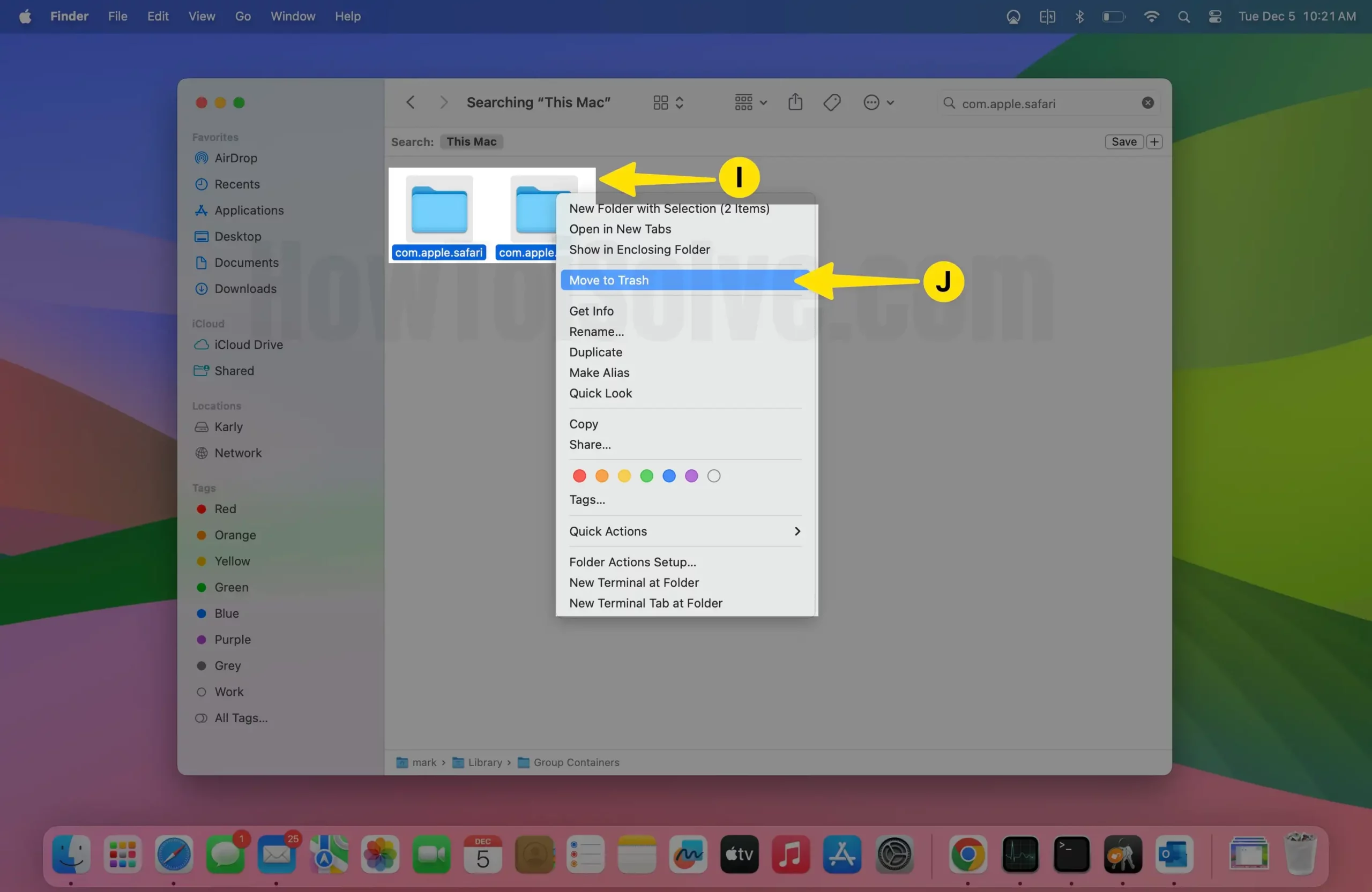 Select All Tap Move to Trash on Mac