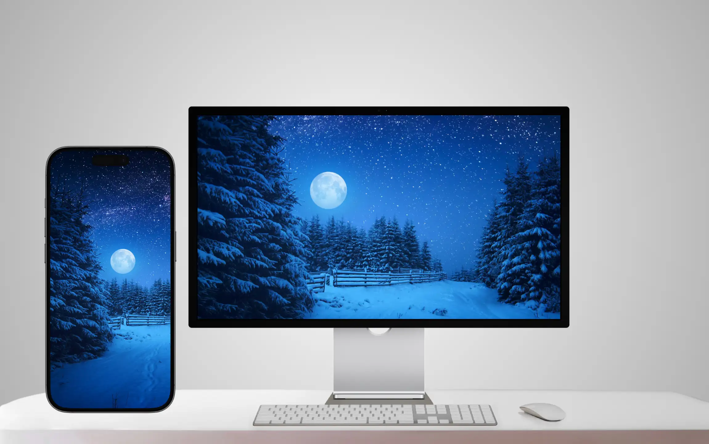 Dark winter night wallpaper for iPhone and Macbook