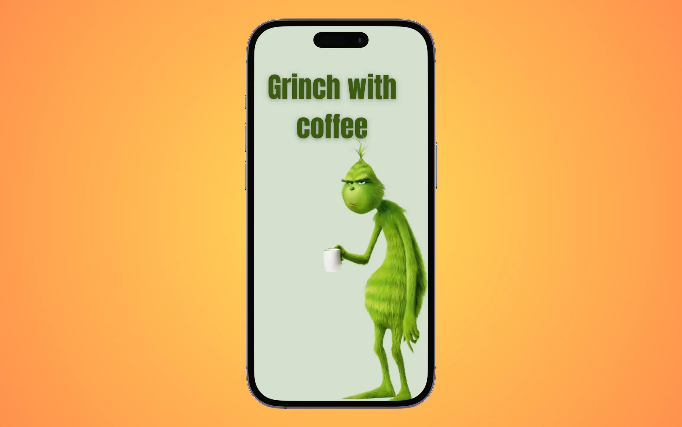 Grinch with coffee wallpaper for iPhone