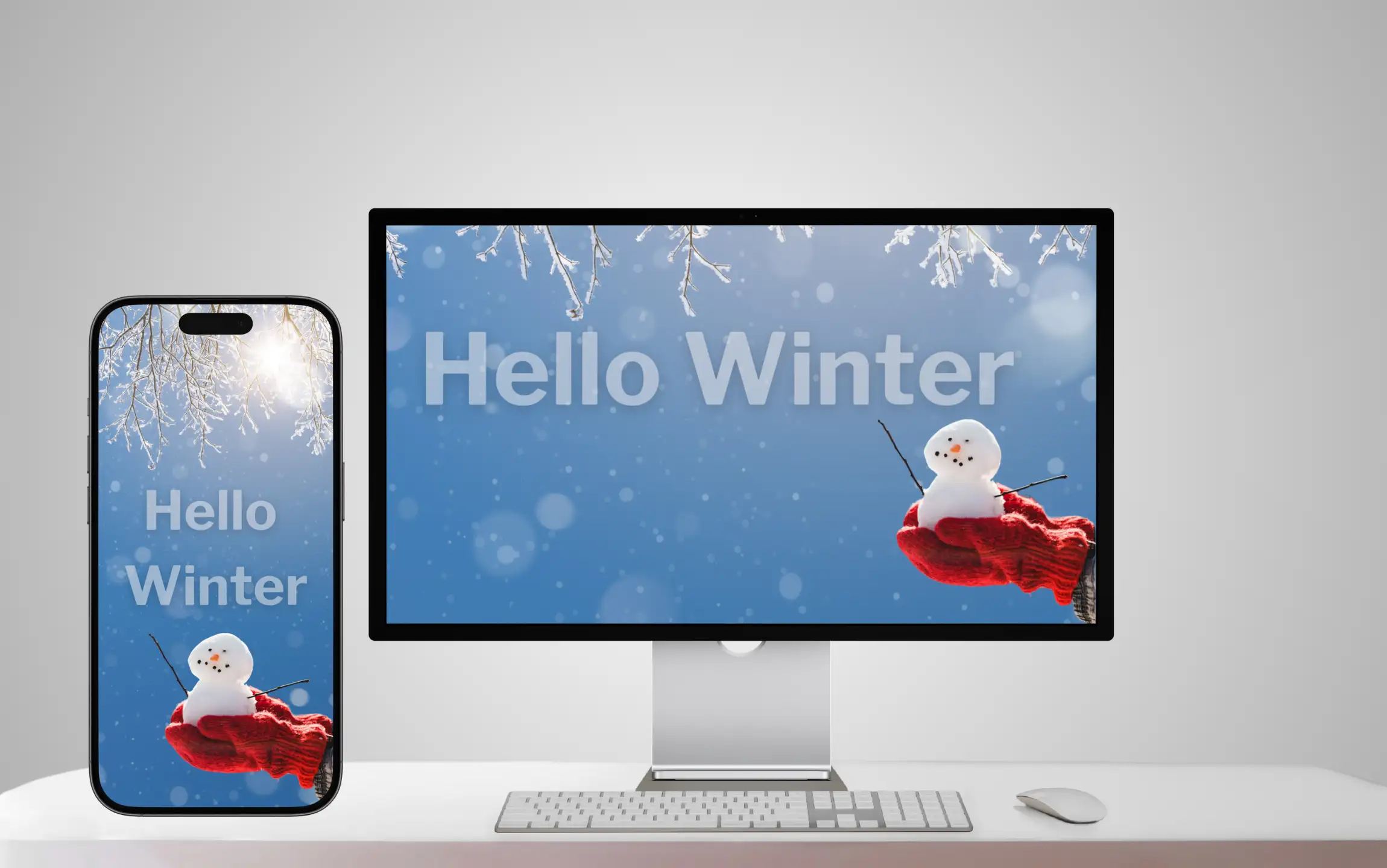 Hello Winter Wallpaper for iPhone and Macbook