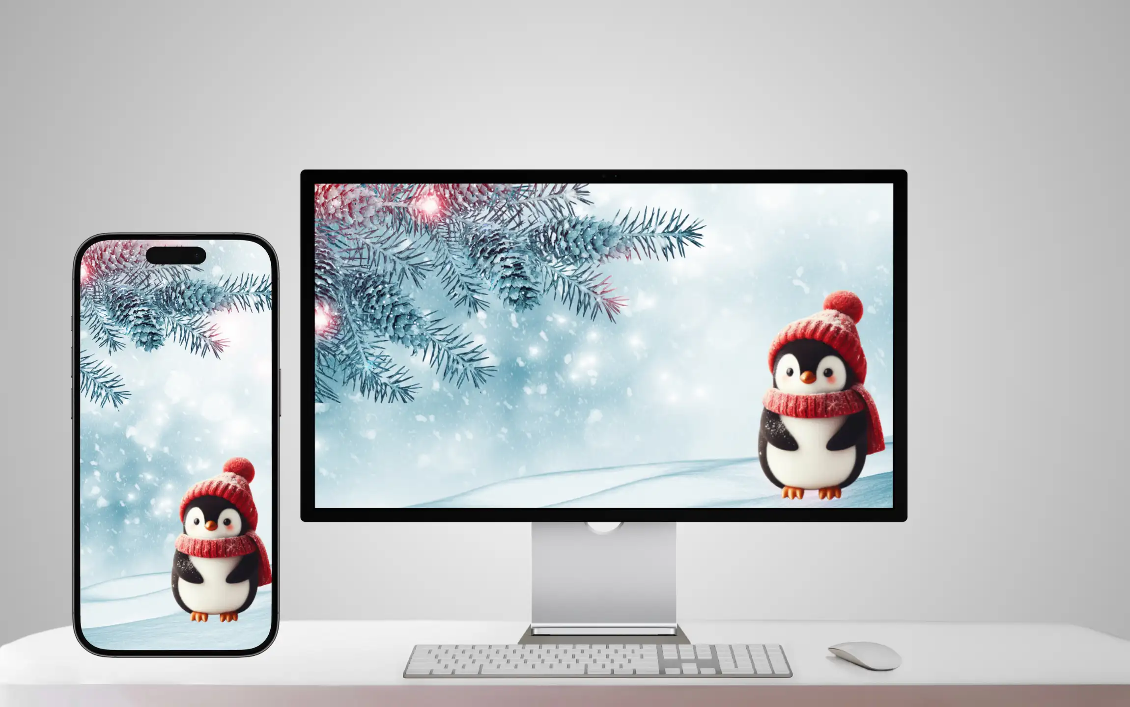 Penguin winter wallpaper for iPhone and Macbook