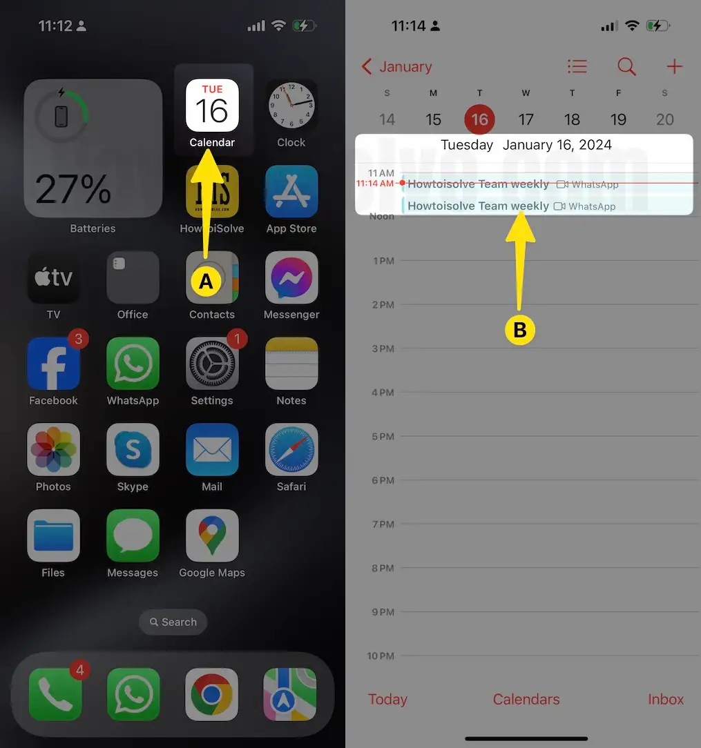 Open Calender app Hit on the scheduled date and time configured for the WhatsApp Call on iPhone