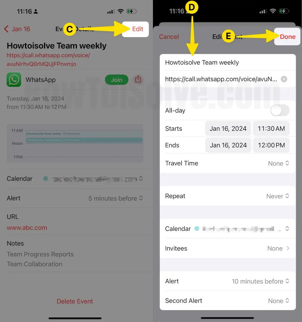 Tap on Edit to the Changes Select Done on iPhone