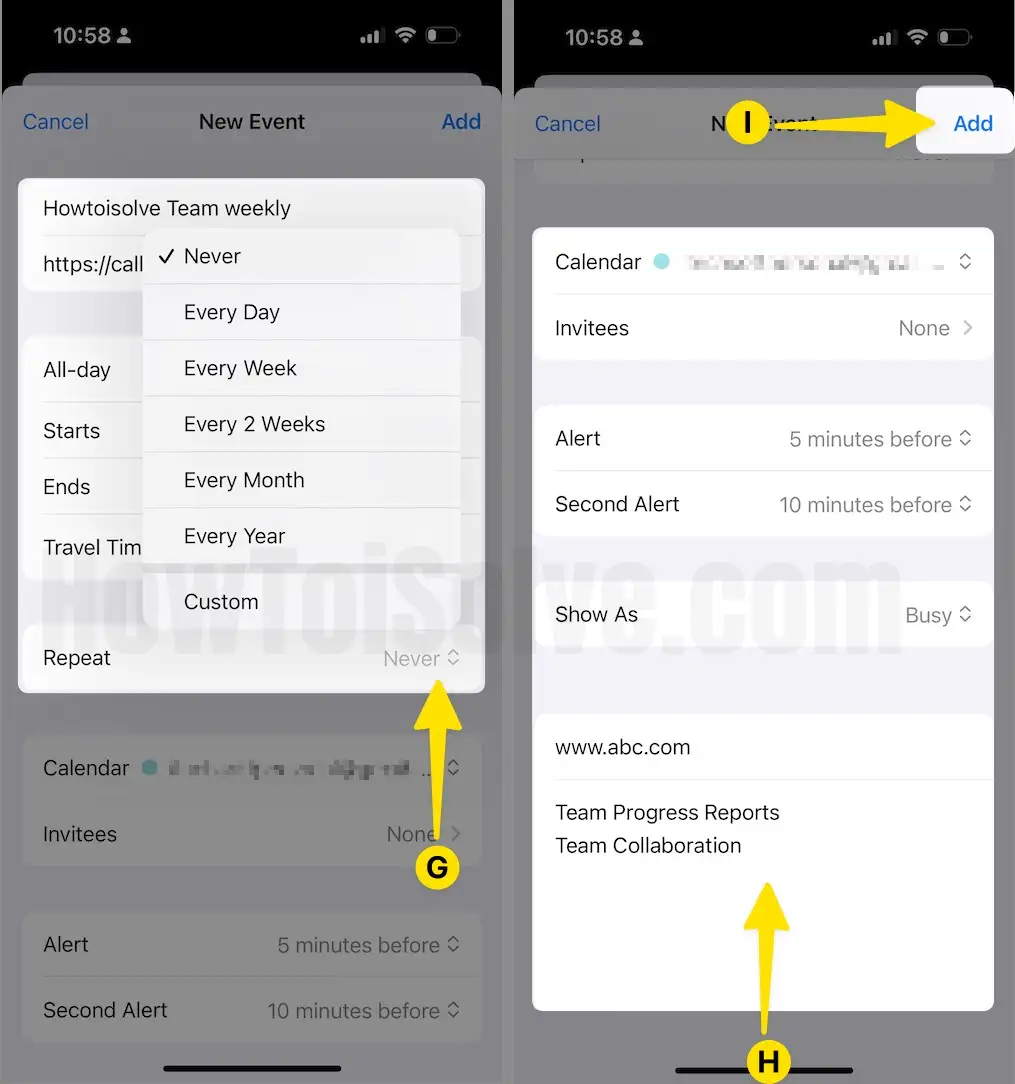 Enter the Details Select Add on iPhone