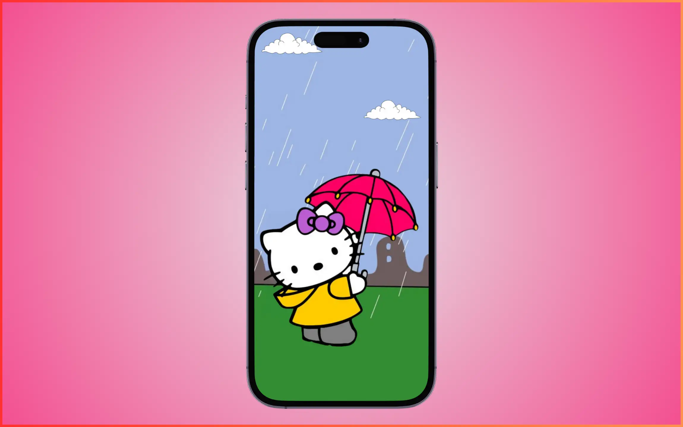 Hello Kitty with Umbrella Wallpaper for iPhone
