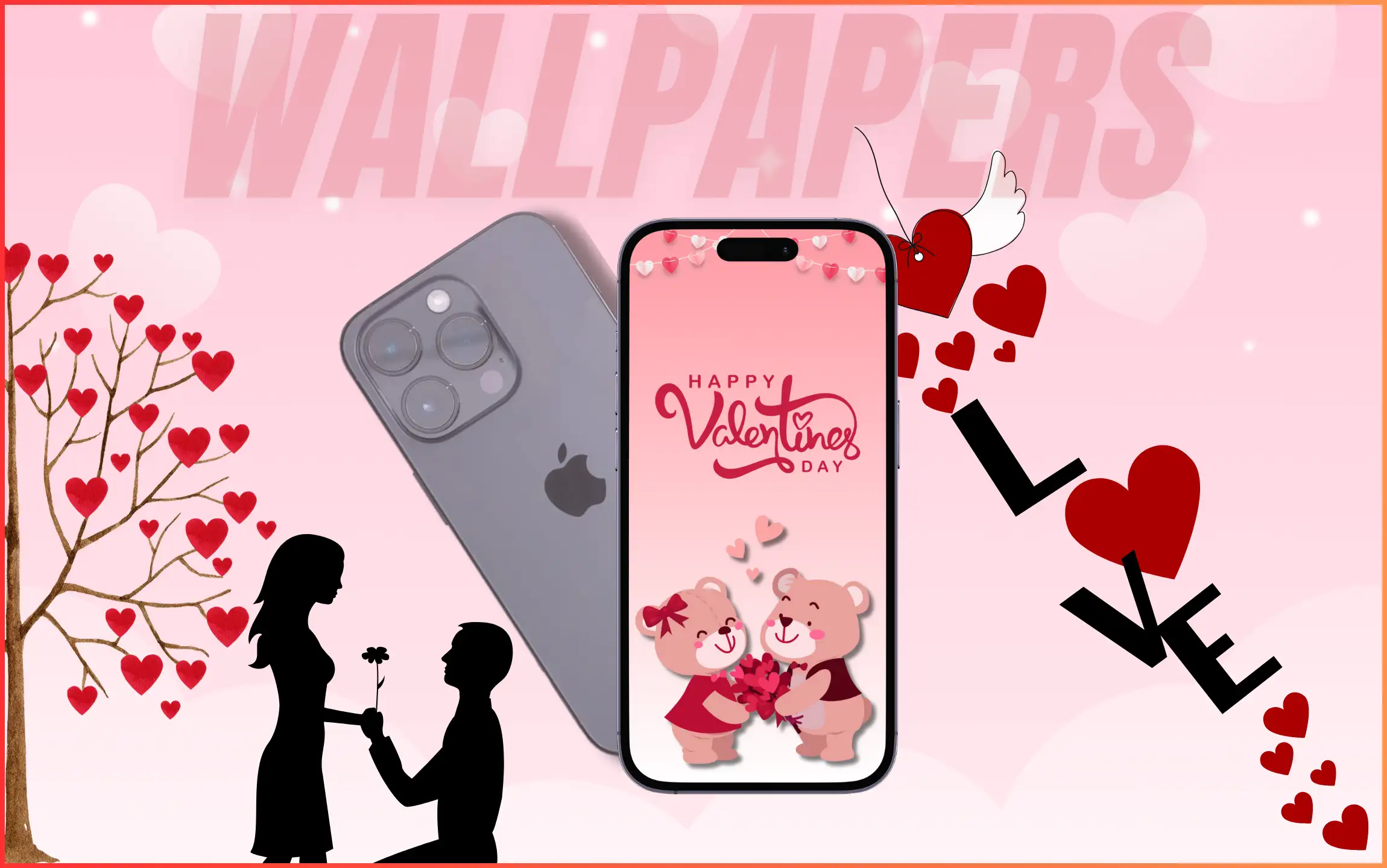 Valentine's Day wallpapers for iPhone in 2024