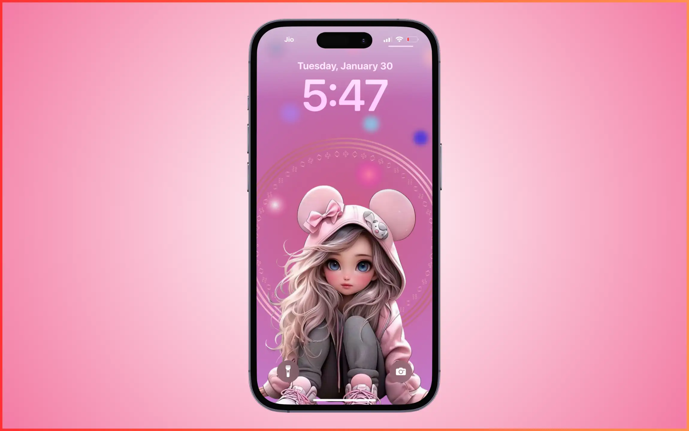 Beautiful Pink Cute Girl Wallpaper for iPhone