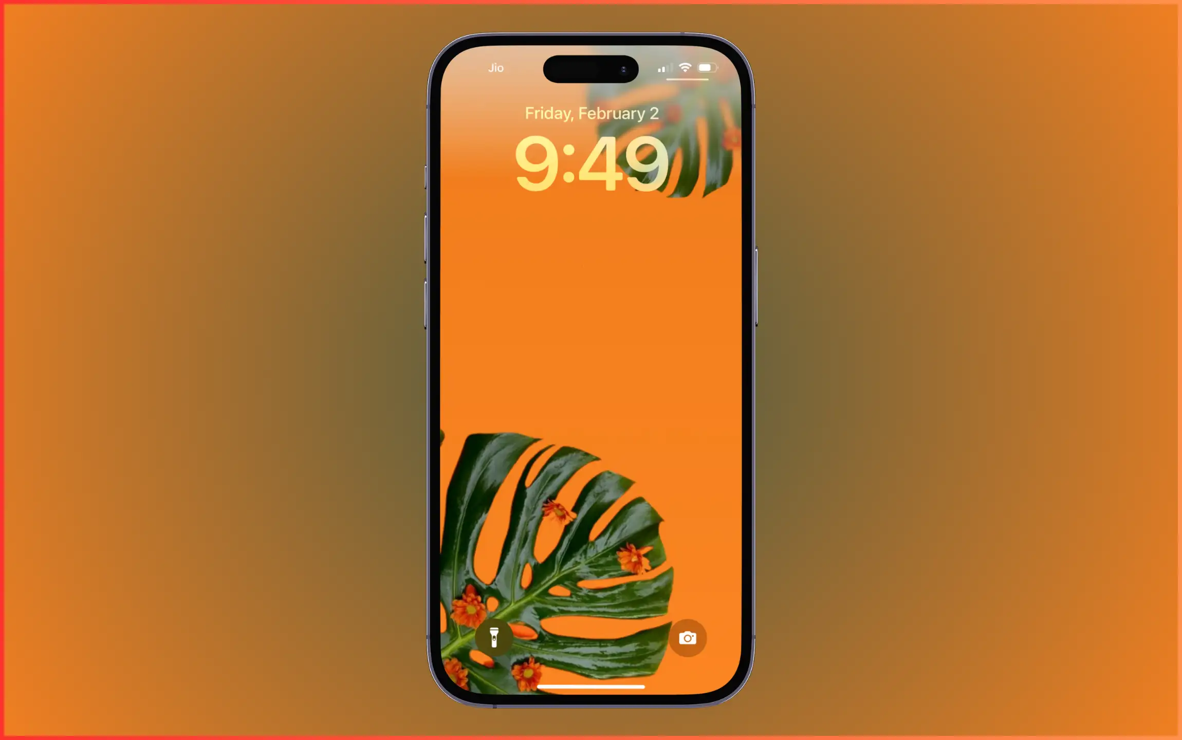 Orange Tropical Leaf Wallpaper for iPhone