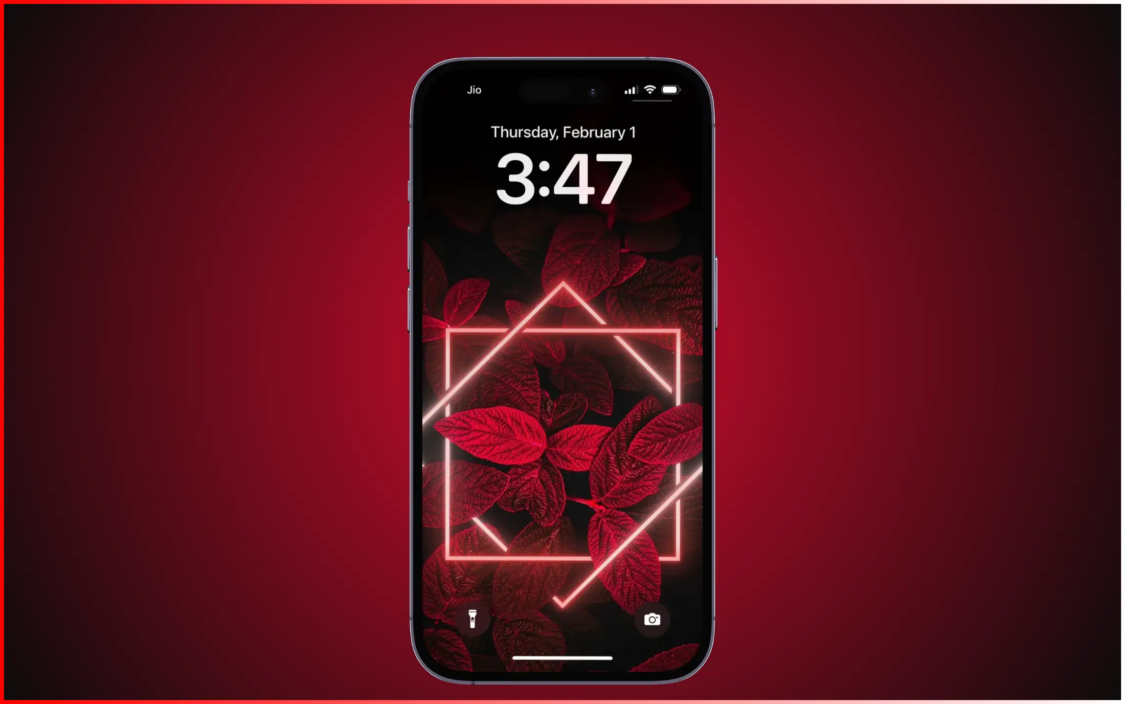 Red Leaf Neon Wallpaper for iPhone