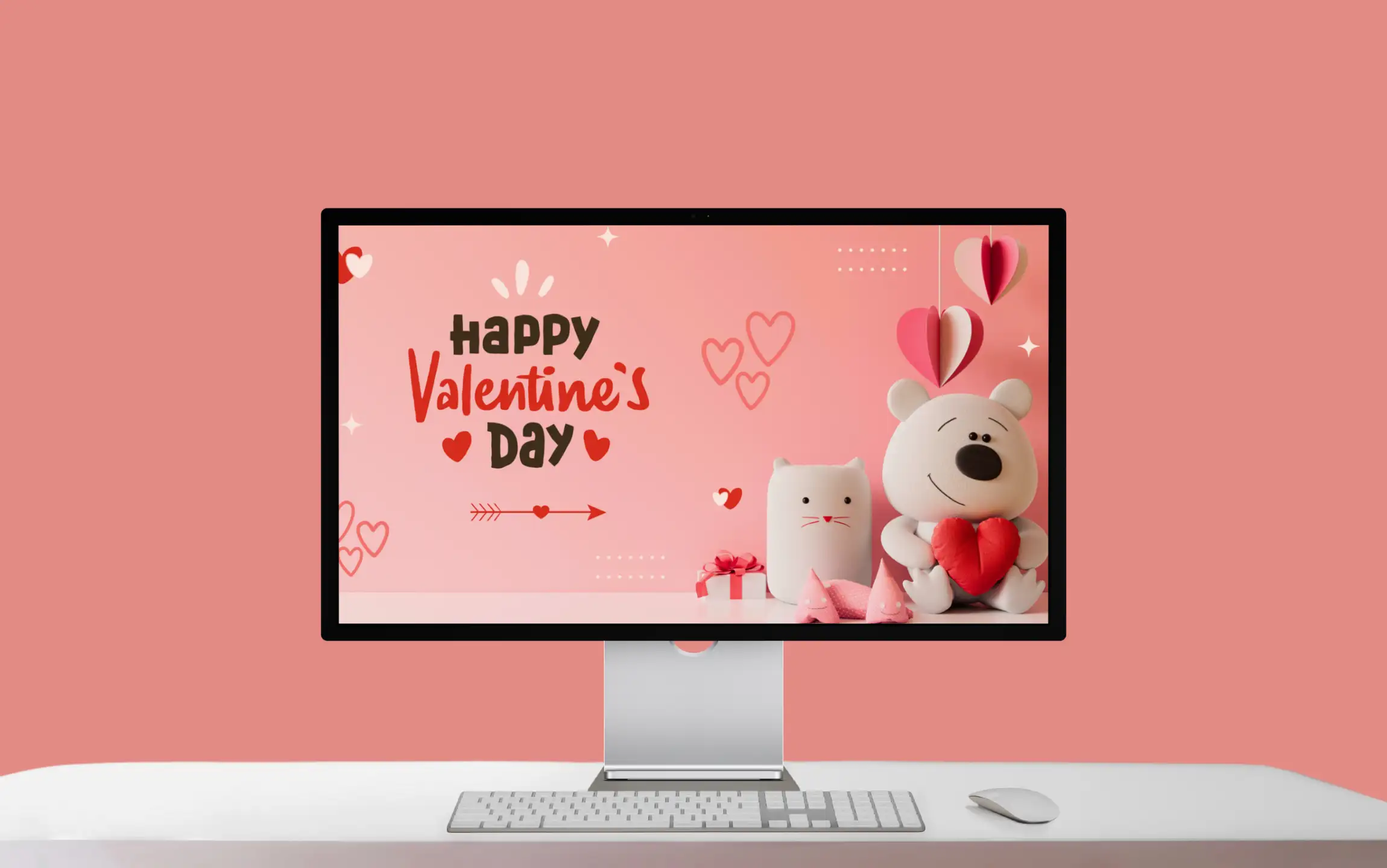 Two Bears Valentine's Day Desktop Wallpaper