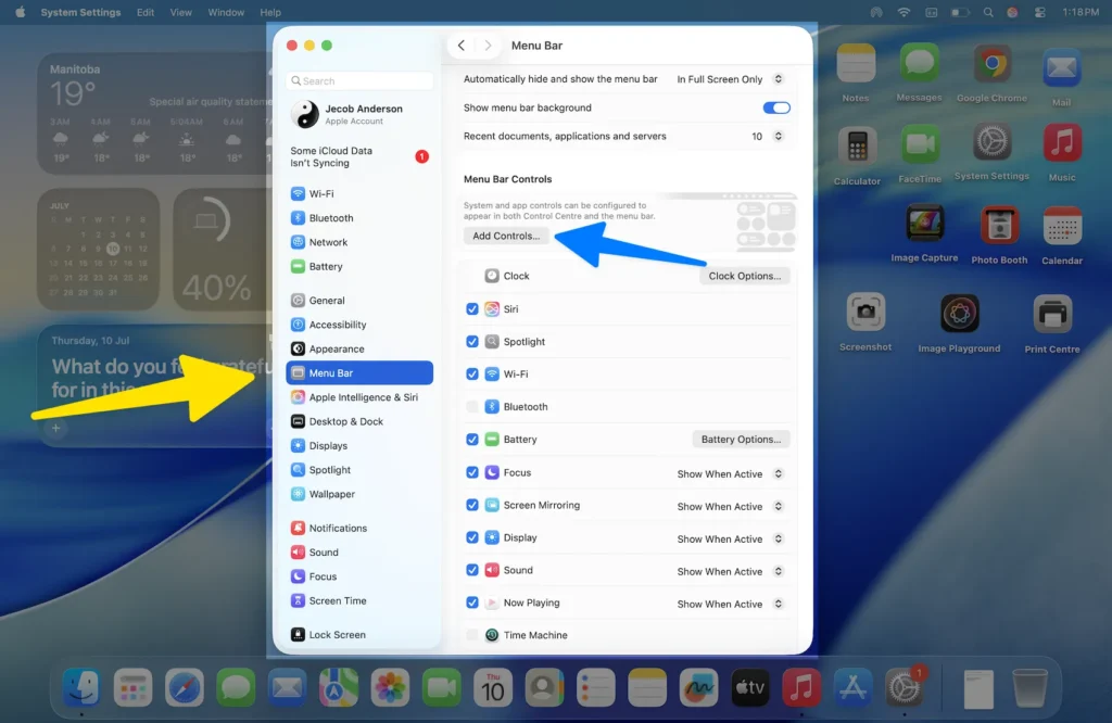 Add Background Sounds in the control center