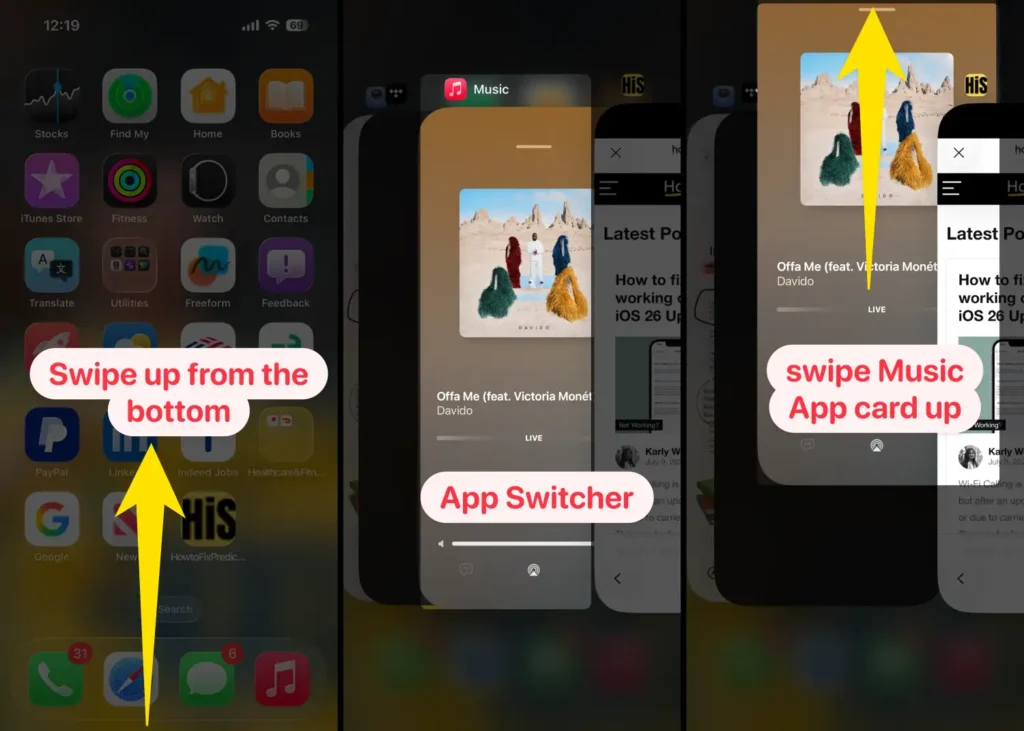 How to restart Apple music App on iPhone