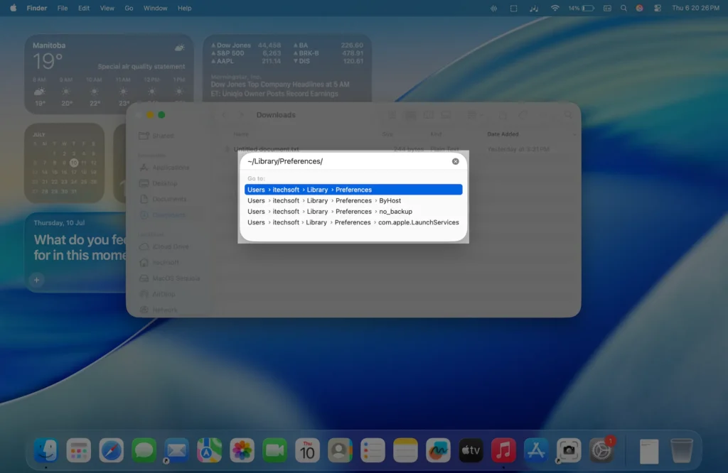 Open Library Preference on MacBook
