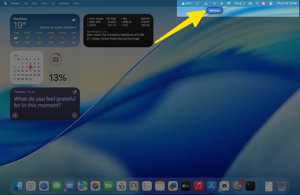 Remove icon from top menu on Mac