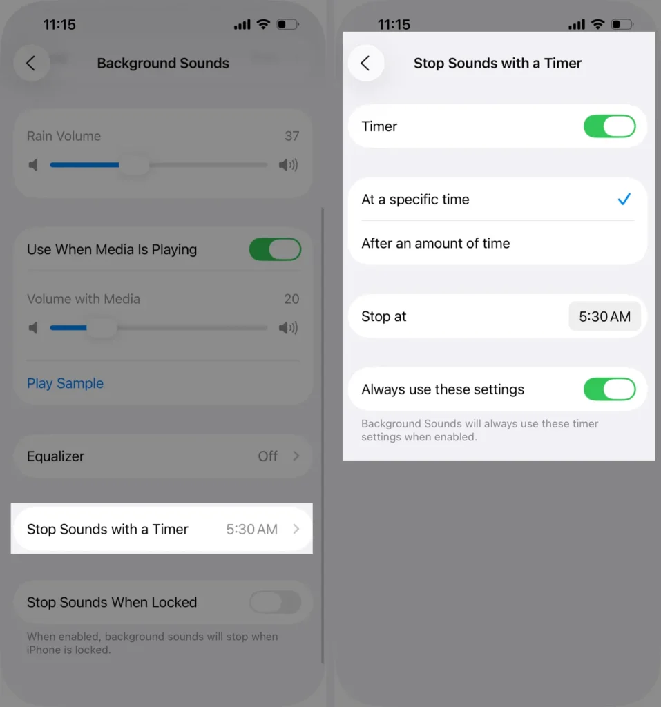 Setup Background Sound Timer on iPhone