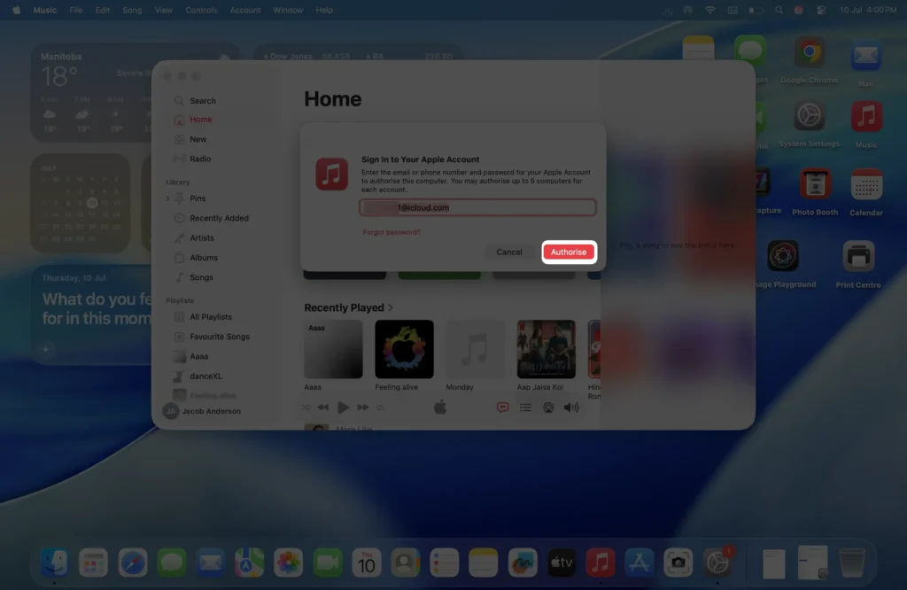Sign In to Your Apple Account to Authorize MacBook for Apple Music