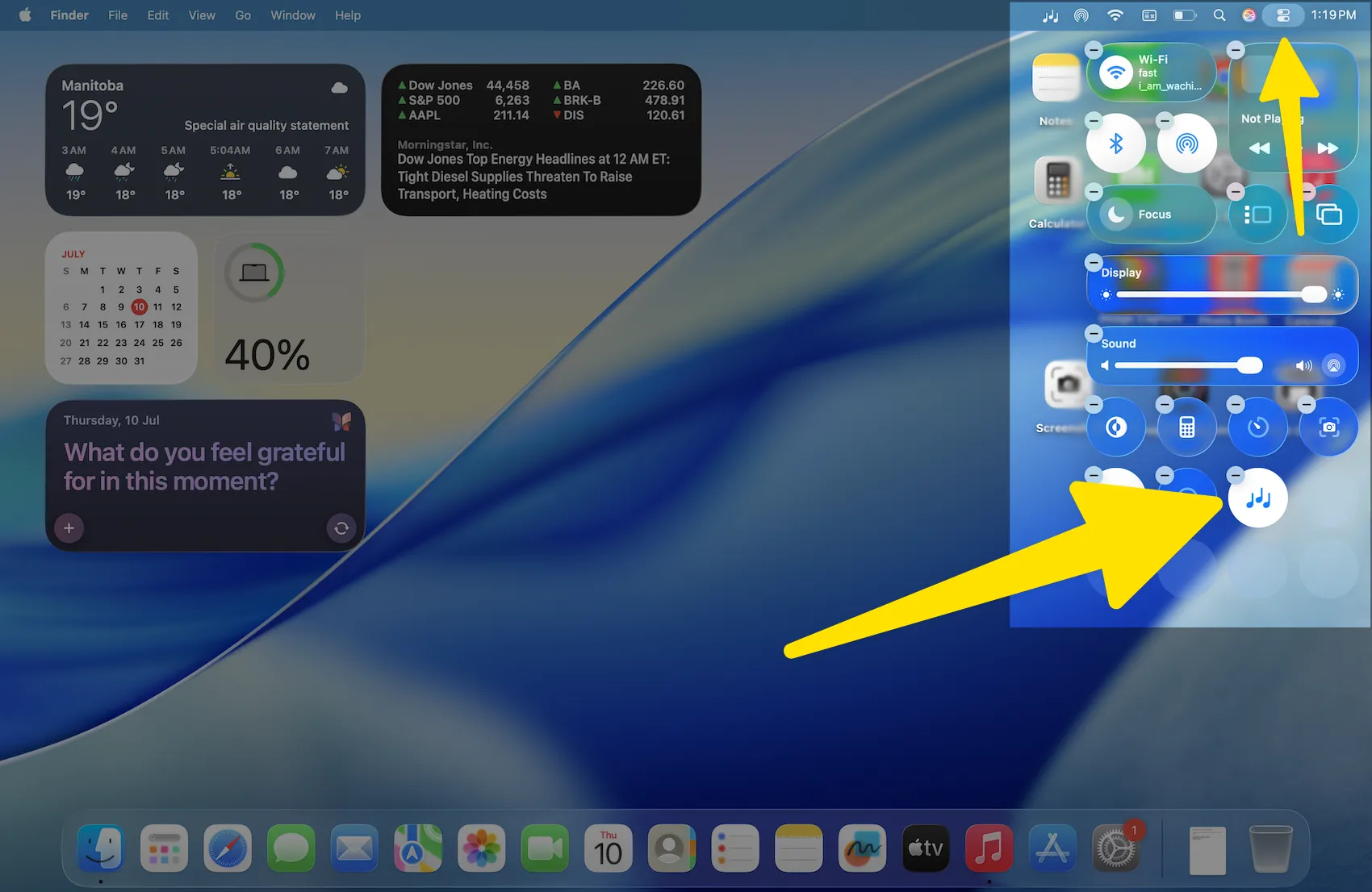 Turn on Background Sounds from control center on Mac