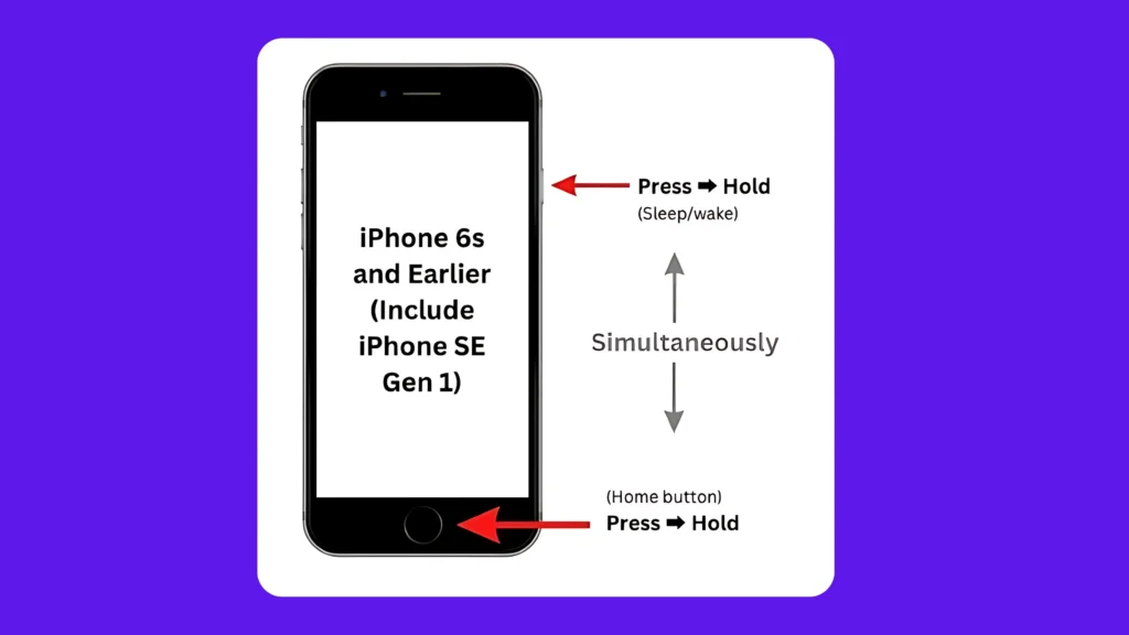 iPhone 6S & Earlier and iPhone SE 1 Force Restart