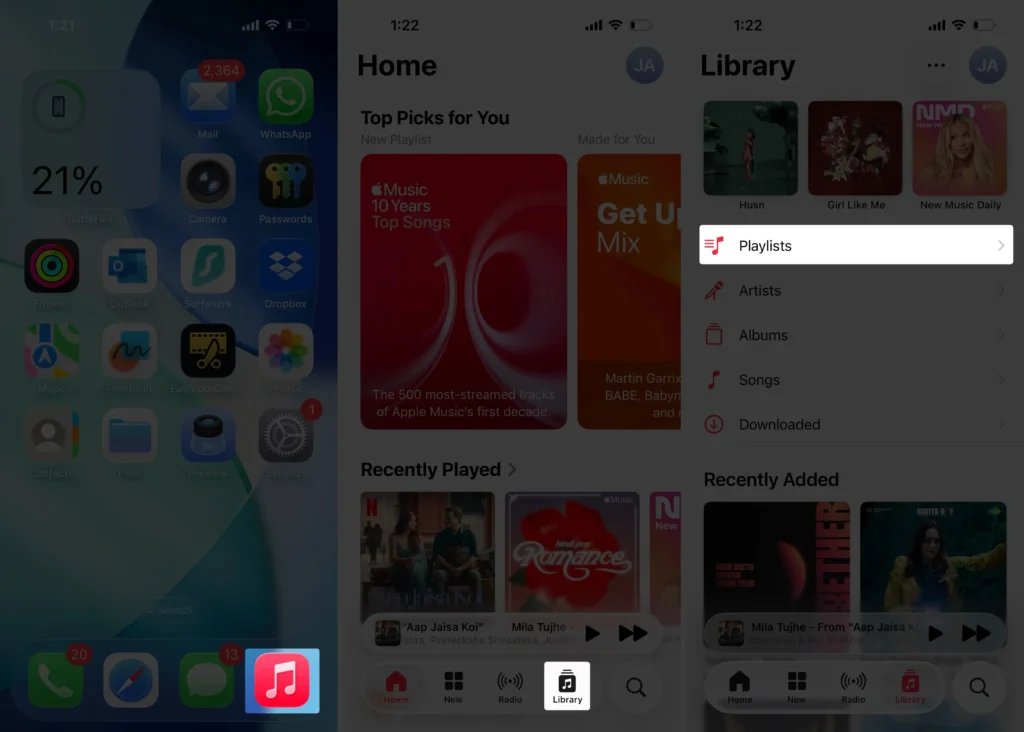 open apple music playlist on iPhone for automix