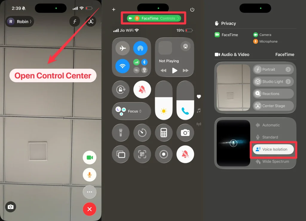 How to turn on Voice Isolation in facetime call