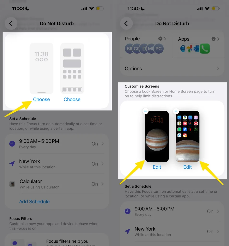 customize screen with do not disturb
