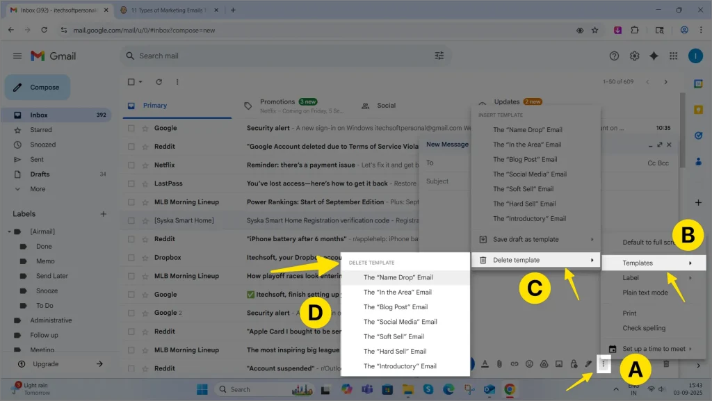 delete template in gmail