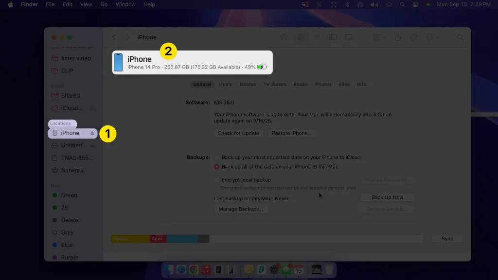 find iPhone model name on mac computer