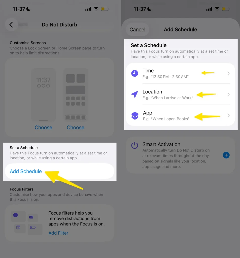 set schedule do not disturb on iphone