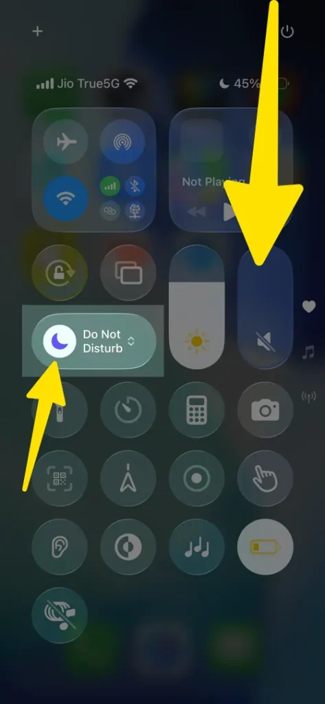 turn on do not disturb from control center iphone