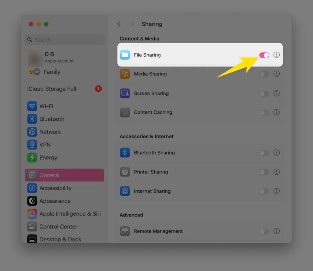how to turn on file sharing on mac computer