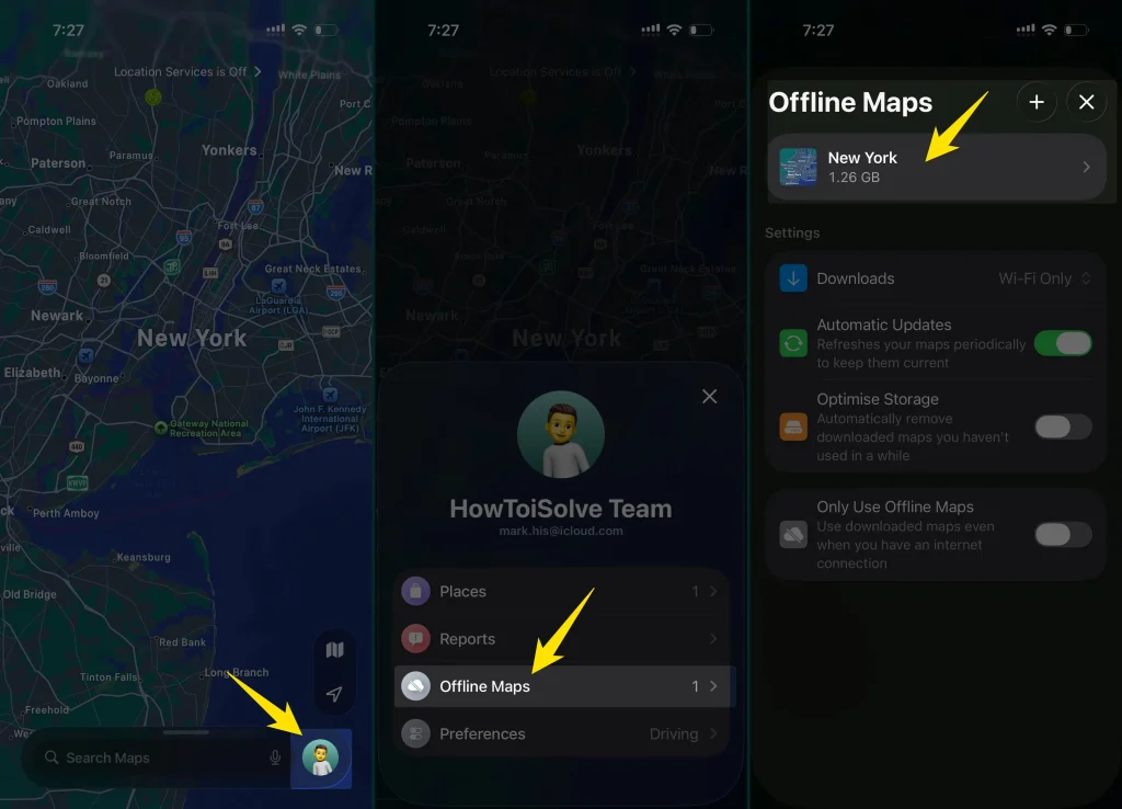 where are offline maps saved on iPhone Apple Maps download