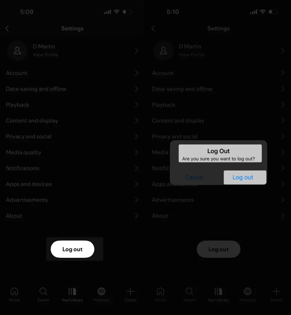 spotify Log Out Are you sure you want to log out