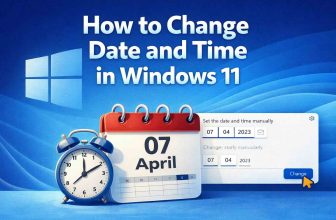 How to Change Date and Time in Windows 11 give me blog post featured image with windows logo background