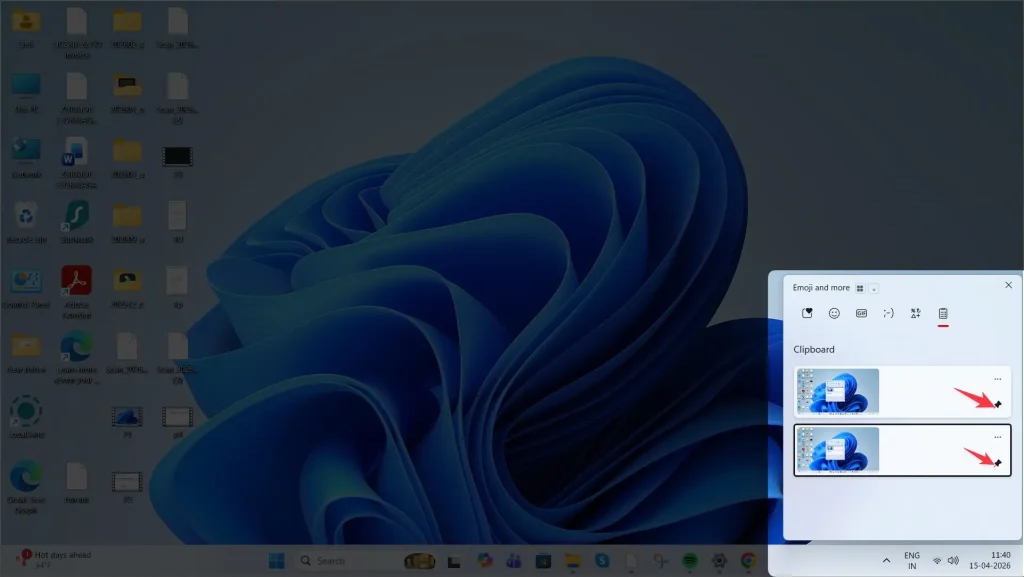 pin item in clipboard in windows 11 pc