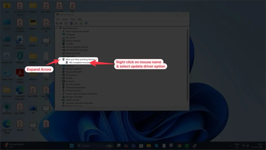 Device Manager screen in windows 11 computer