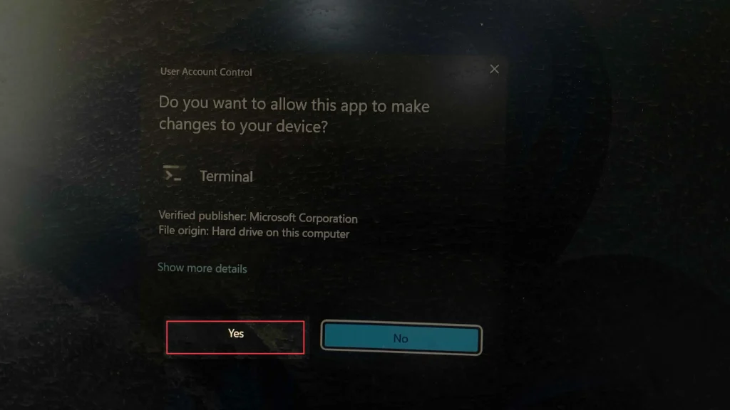 Do you want to allow this app to make changes to your device?