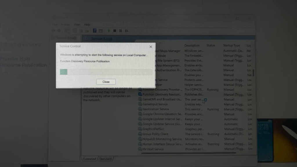 Service Control in windows 11 computer