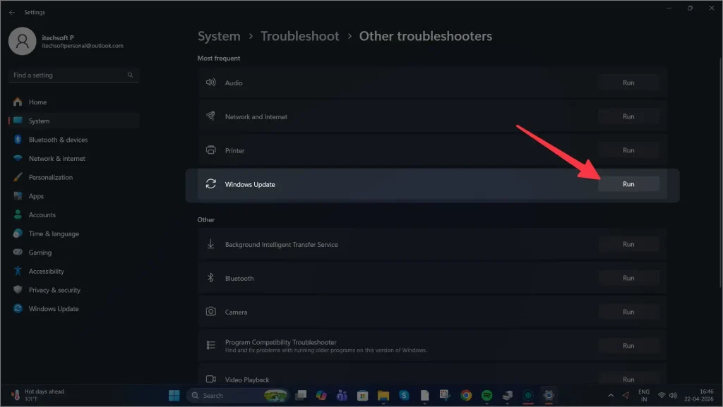 Windows Update troubleshooters