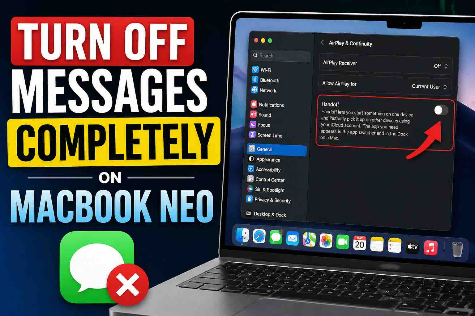 how to Turn Off Messages Completely on MacBook Neo