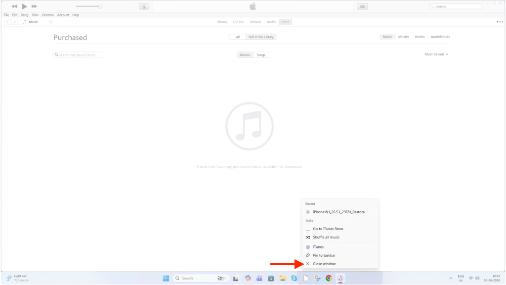 close iTunes