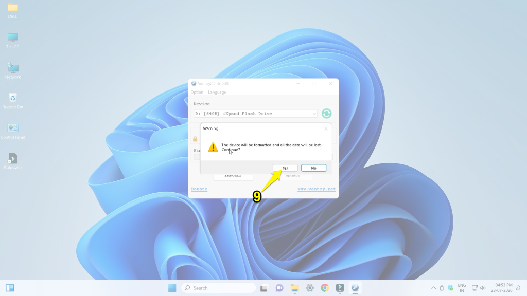 confirm warning msg