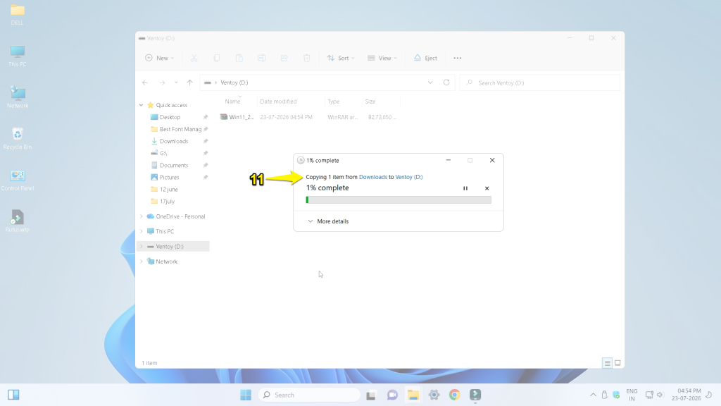 copy extracted file to USB