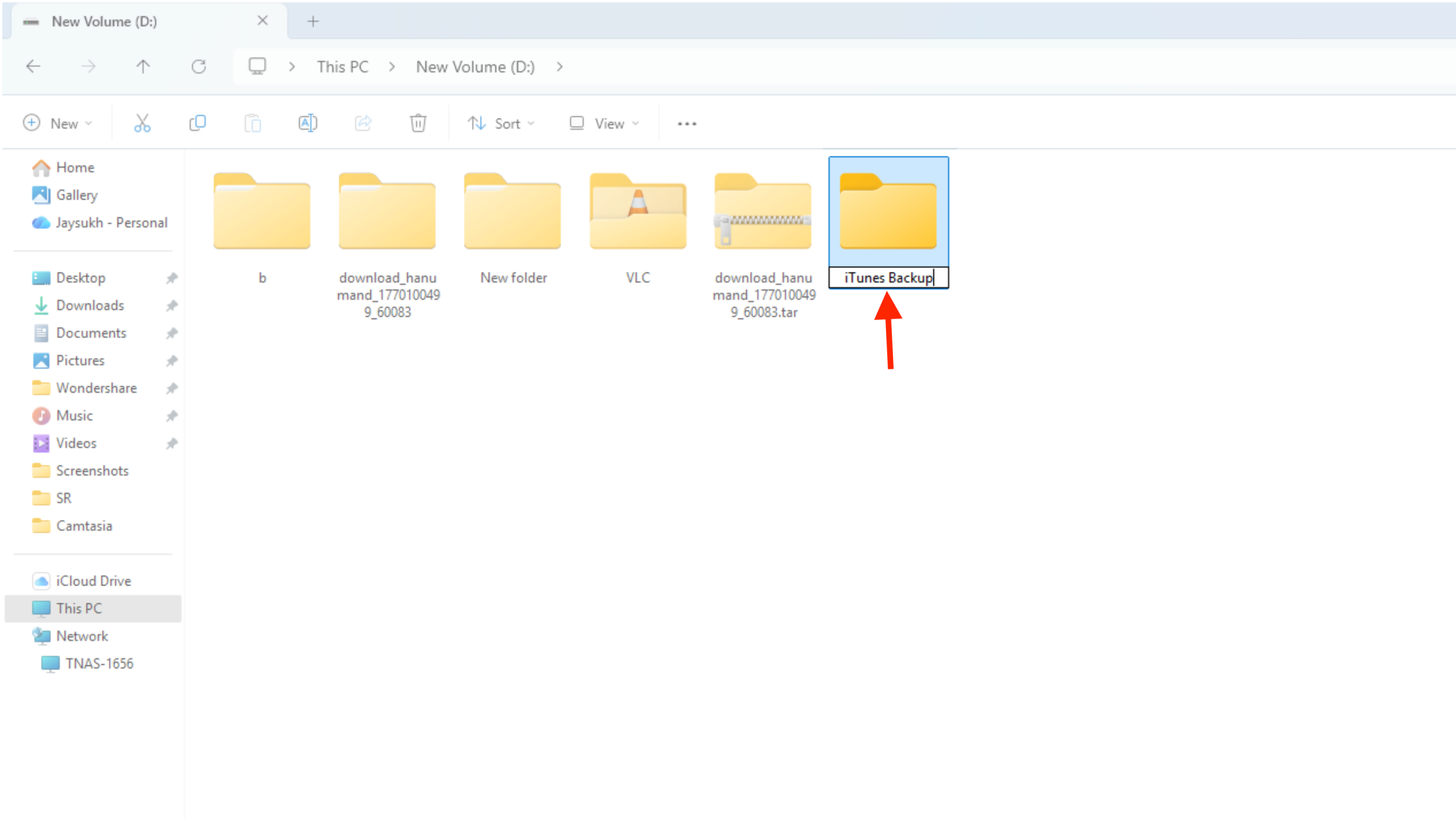 new backup file