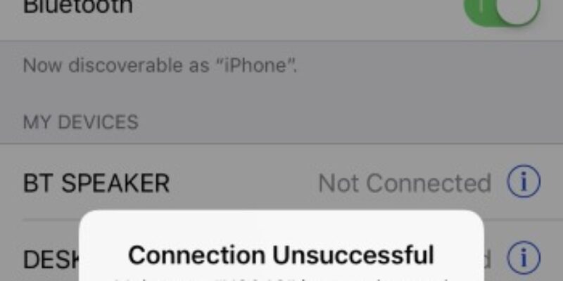 Fixed Bluetooth Connection Unsuccessful on iPhone, iPad